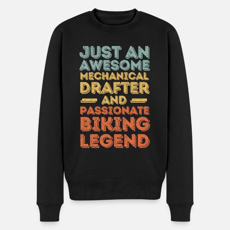 Dessinateur technique vélo rétro - Pull Premium bio Homme - noir
