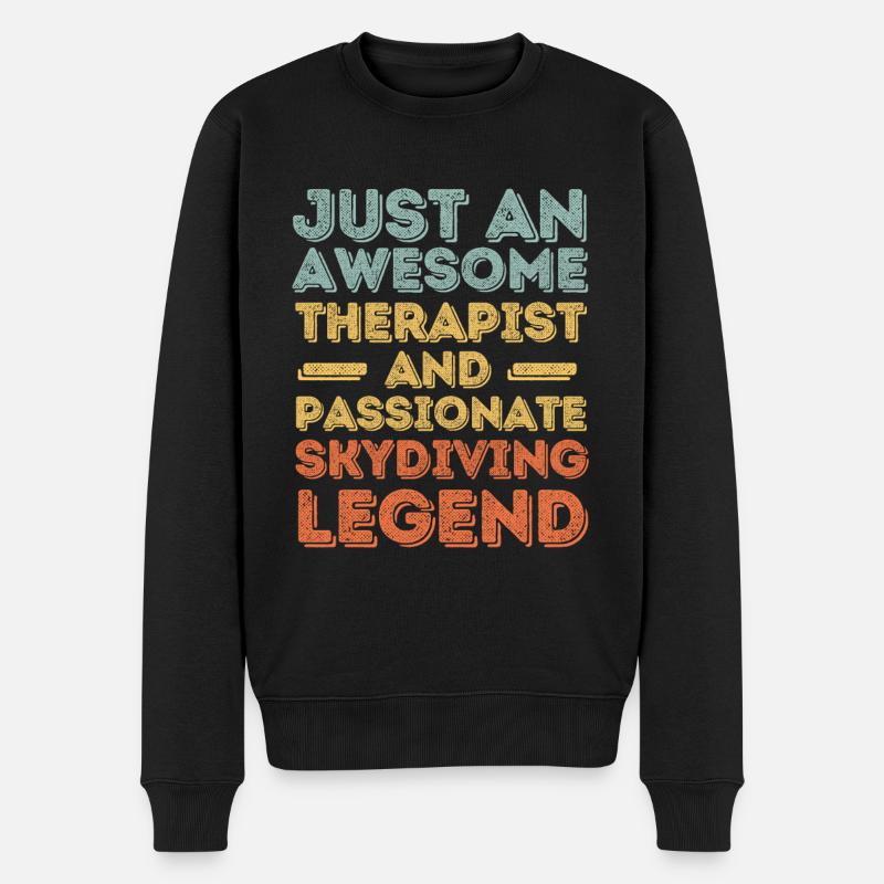 Therapeut Fallschirmspringen retro - Männer Premium Bio Pullover - Schwarz
