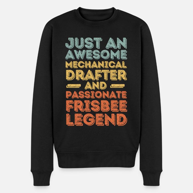 Dessinateur technique Frisbee rétro - Pull Premium bio Homme - noir
