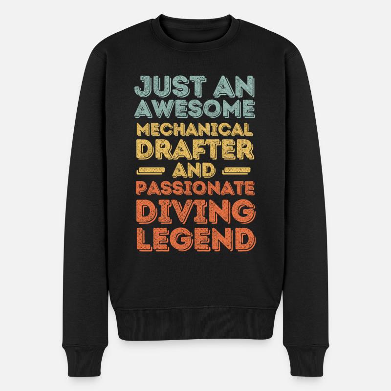 Dessinateur technique plongée rétro - Pull Premium bio Homme - noir