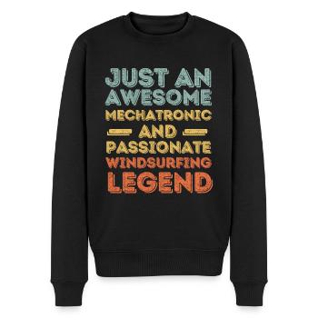 Mechatroniker Windsurfen retro - Männer Premium Bio Pullover - Schwarz - Vorne - Nico (187cm)