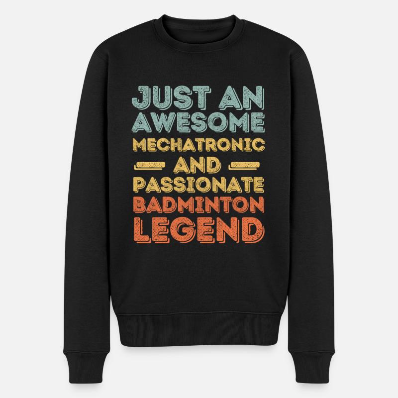 Mécatronique Badminton rétro - Pull Premium bio Homme - noir
