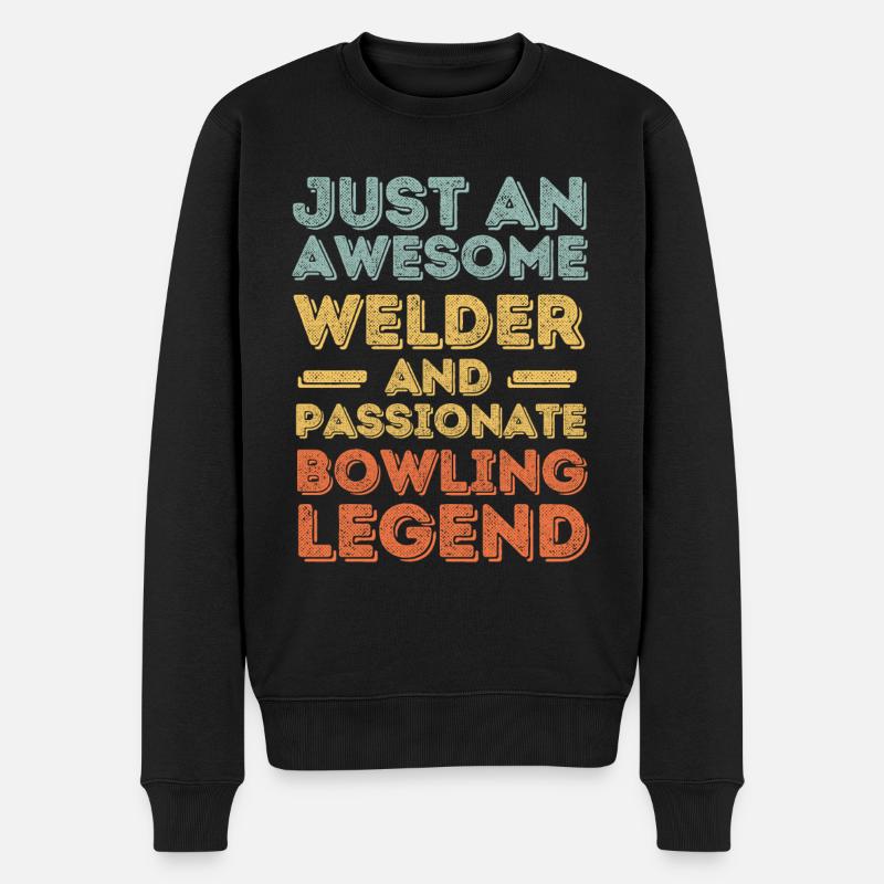 Schweißer Bowling retro - Männer Premium Bio Pullover - Schwarz