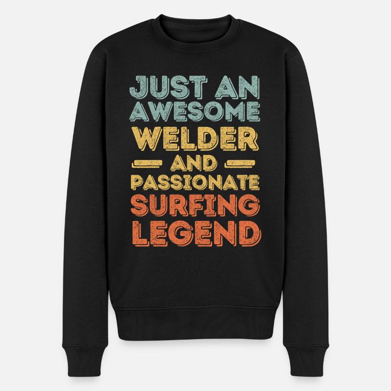 Schweißer Surfen retro - Männer Premium Bio Pullover - Schwarz