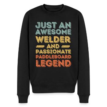 Schweißer Paddleboard retro - Männer Premium Bio Pullover - Schwarz - Vorne - Nico (187cm)