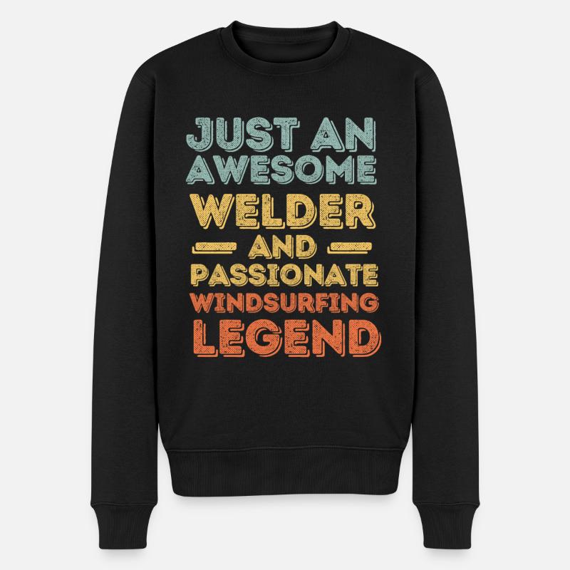 Schweißer Windsurfen retro - Männer Premium Bio Pullover - Schwarz