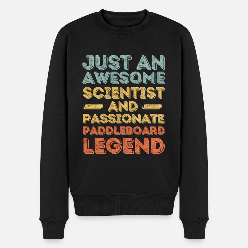 Wissenschaftler Paddleboard retro - Männer Premium Bio Pullover - Schwarz