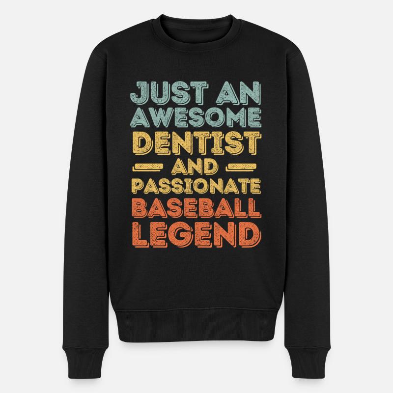 Dentiste Baseball rétro - Pull Premium bio Homme - noir