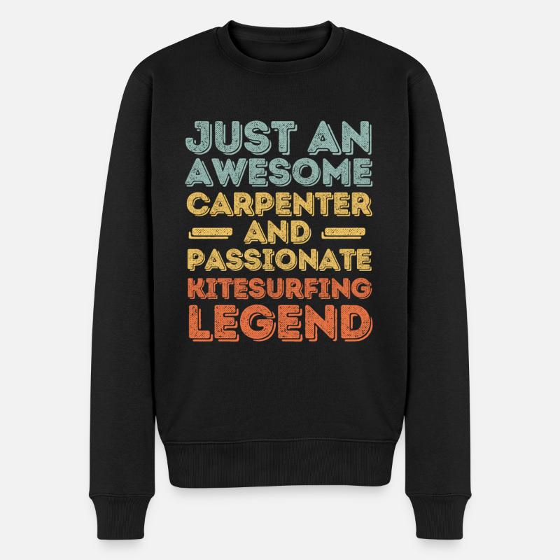 Zimmermann Kitesurfen retro - Männer Premium Bio Pullover - Schwarz