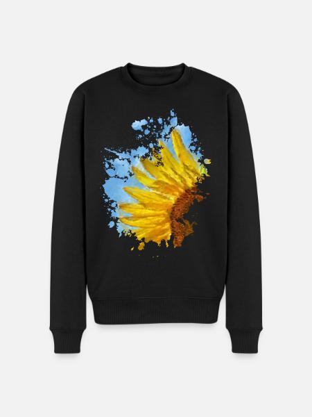 Sonnenblume - Männer Premium Bio Pullover - Schwarz