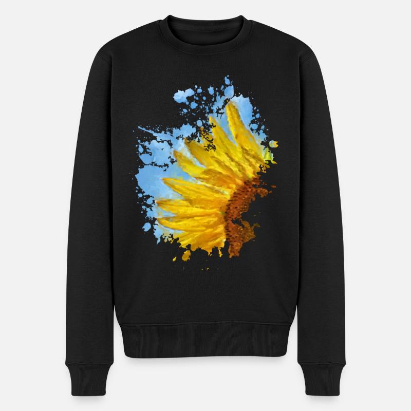 Sonnenblume - Männer Premium Bio Pullover - Schwarz