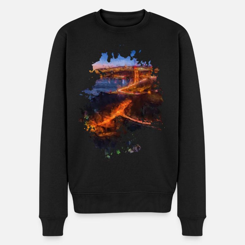 Stadt bei Nacht - Männer Premium Bio Pullover - Schwarz