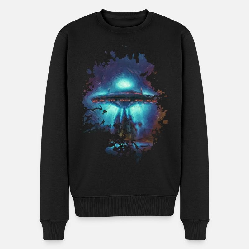 Spaceship - Männer Premium Bio Pullover - Schwarz