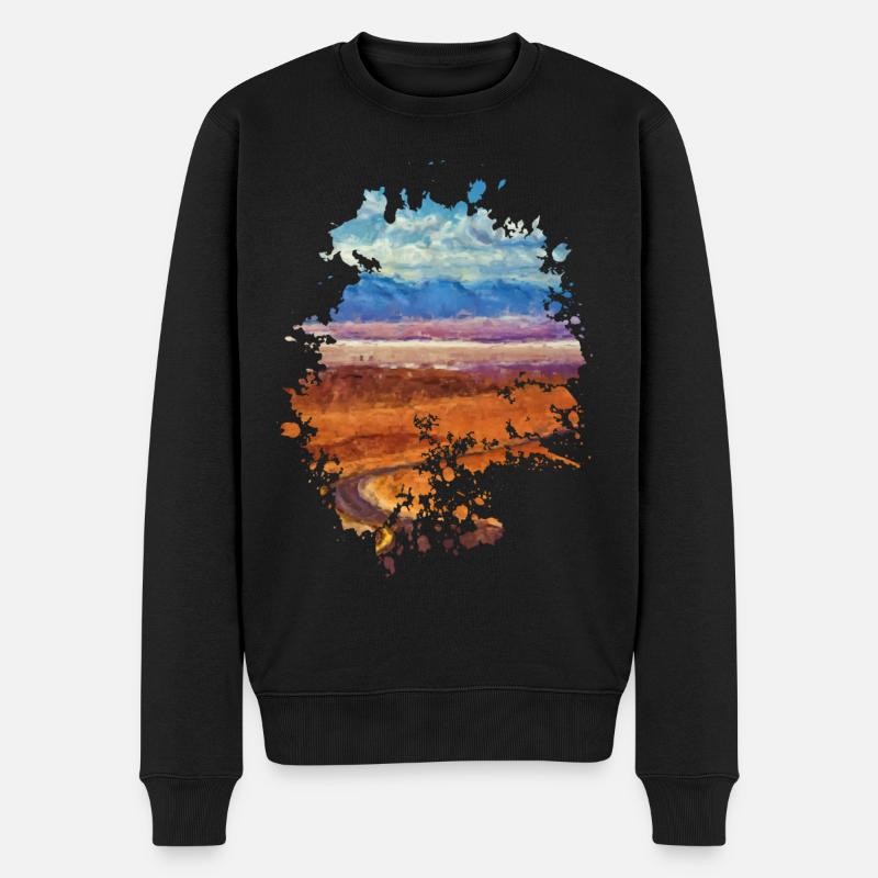 Landschaft - Männer Premium Bio Pullover - Schwarz