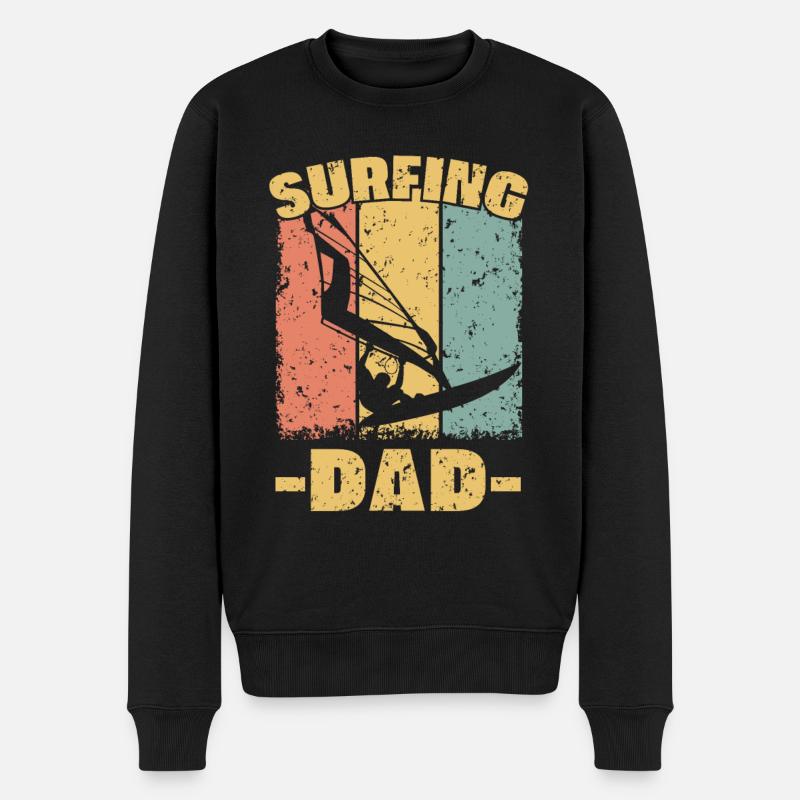 Windsurfen Papa retro - Männer Premium Bio Pullover - Schwarz