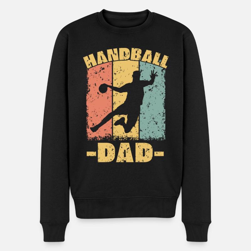 Handball Papa retro - Männer Premium Bio Pullover - Schwarz