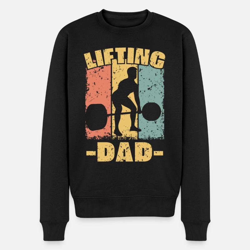 Gewichtheben Papa retro - Männer Premium Bio Pullover - Schwarz