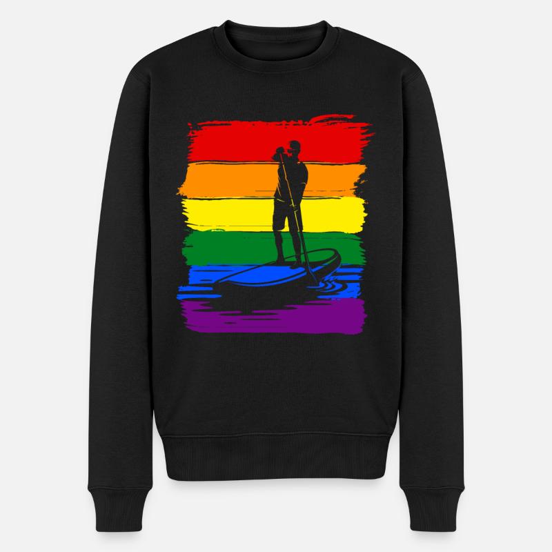 Paddleboard LGBT Pride - Männer Premium Bio Pullover - Schwarz