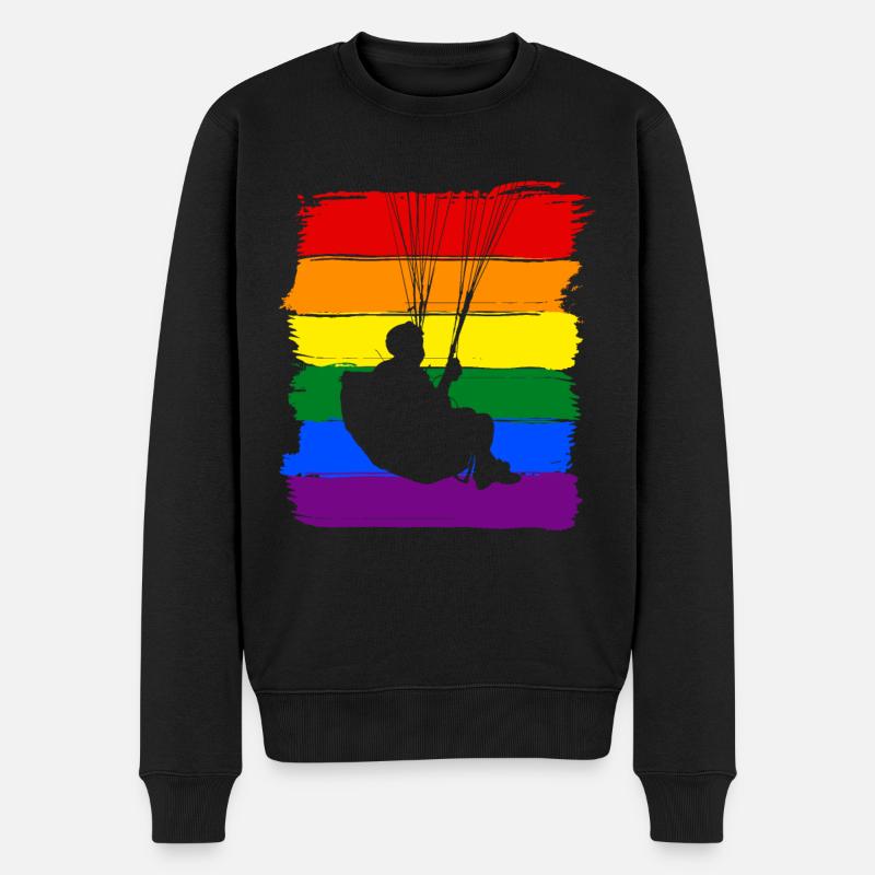 Paragliding LGBT Pride - Männer Premium Bio Pullover - Schwarz