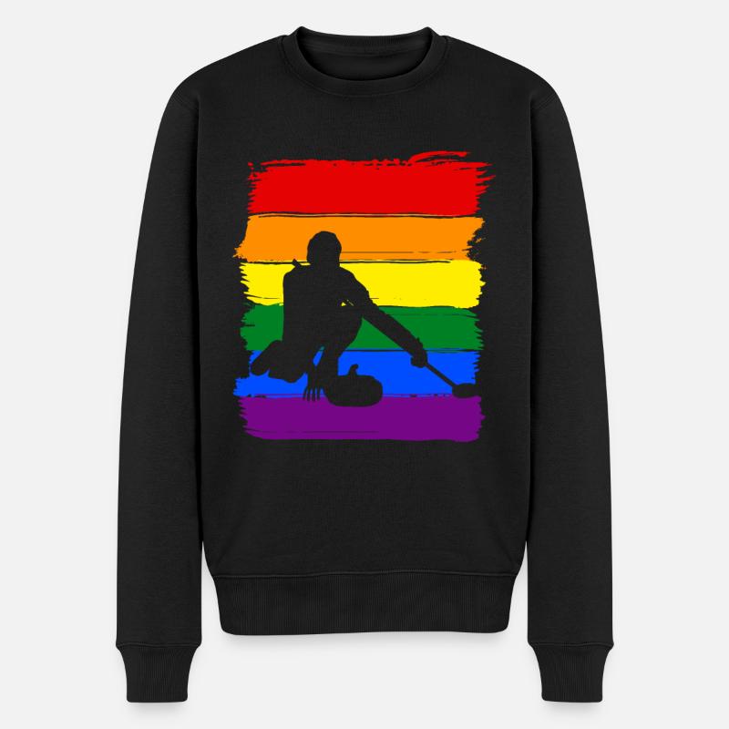 Curling LGBT Pride - Männer Premium Bio Pullover - Schwarz