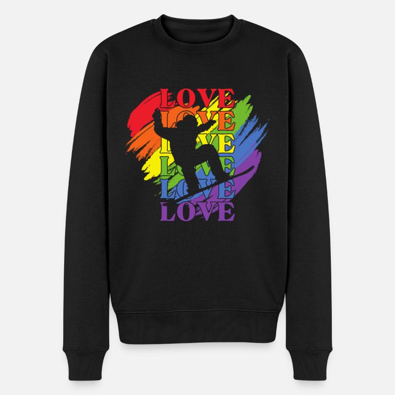 Snowboard LGBT Pride - Pull Premium bio Homme - noir