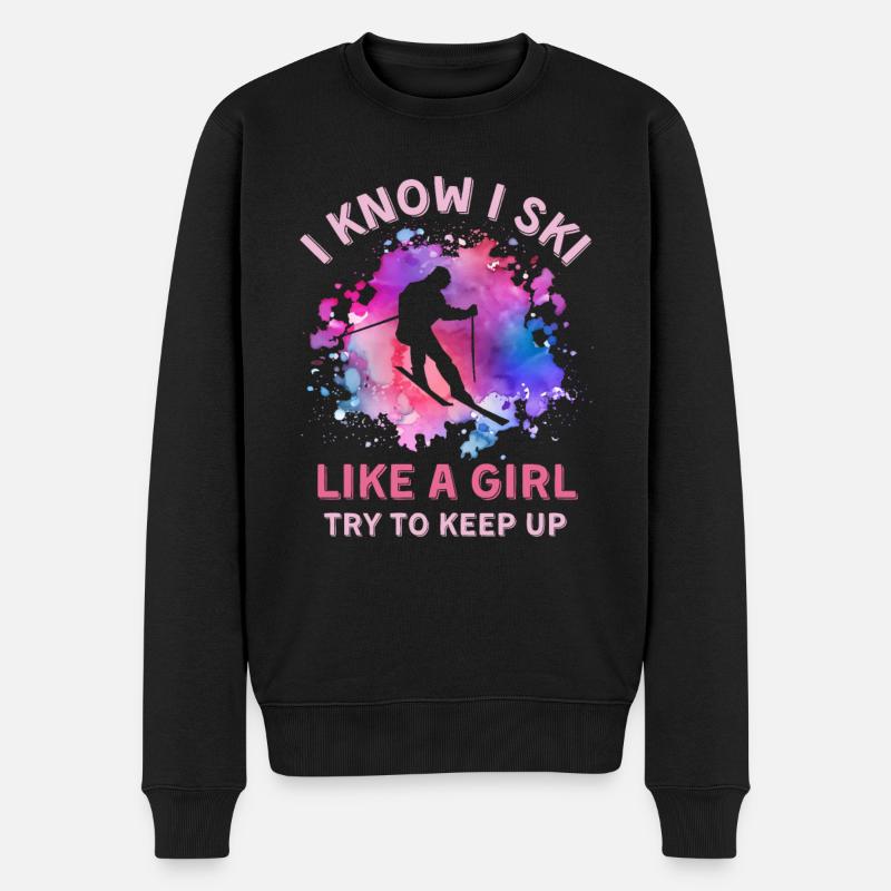 Femmes Skieuse Fille - Pull Premium bio Homme - noir