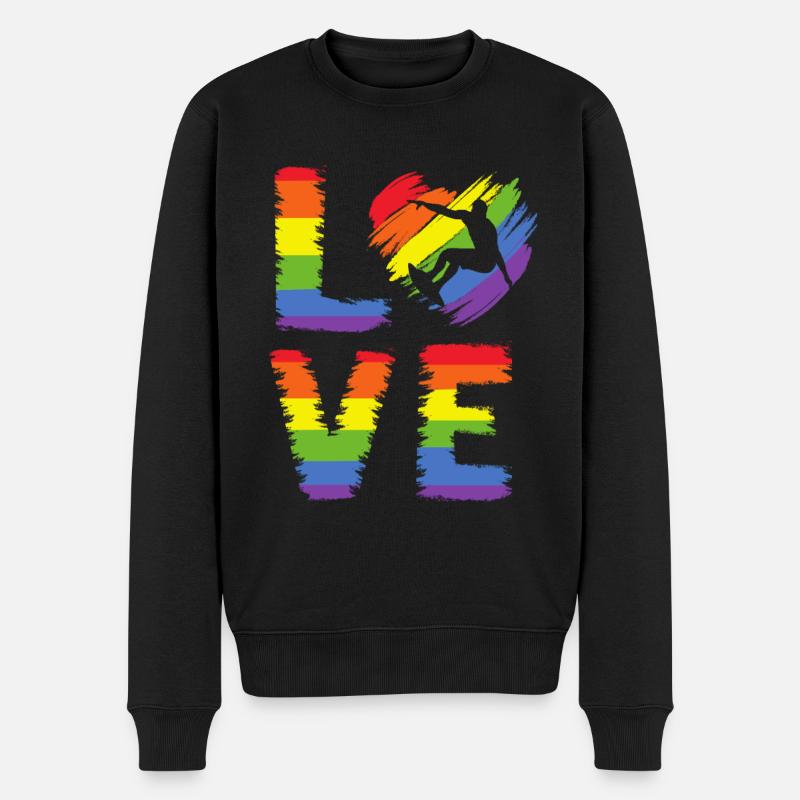 Surfen LGBT Pride - Männer Premium Bio Pullover - Schwarz