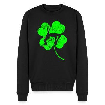 Hochspringendes St. Patrick's Day Kleeblatt - Männer Premium Bio Pullover - Schwarz - Vorne - Nico (187cm)