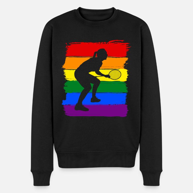 Frauen Badminton LGBT - Männer Premium Bio Pullover - Schwarz