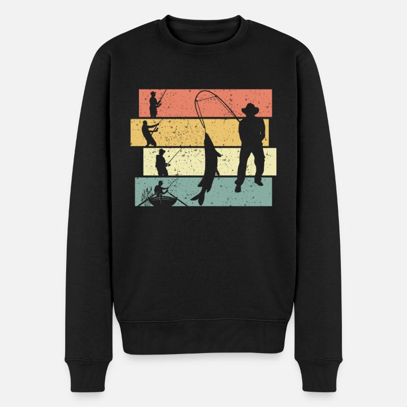 Angeln retro - Männer Premium Bio Pullover - Schwarz