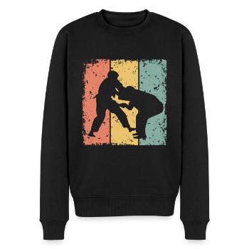 Judo retro - Men's Premium Organic Jumper - black - Front - Nico (187cm)