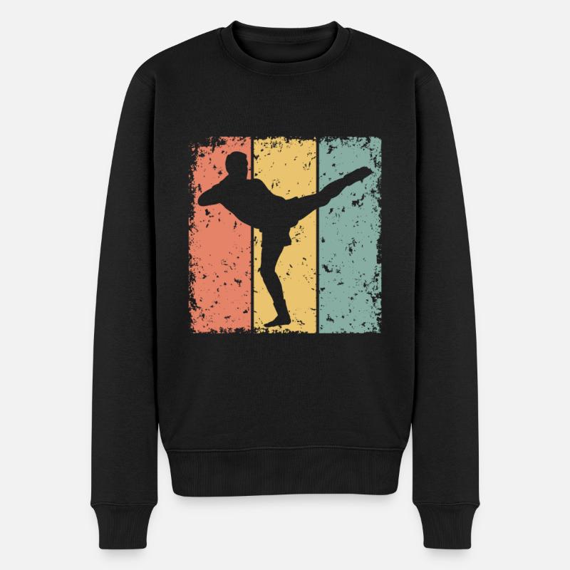Kickboxen retro - Männer Premium Bio Pullover - Schwarz
