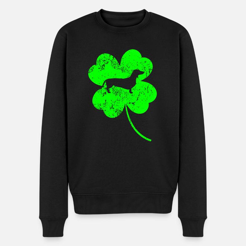 Teckel Saint-Patrick jour Trèfle - Pull Premium bio Homme - noir