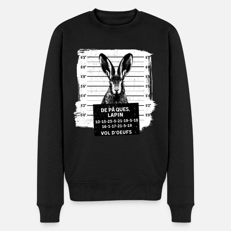 Lapin de Pâques Mugshot - Pull Premium bio Homme - noir