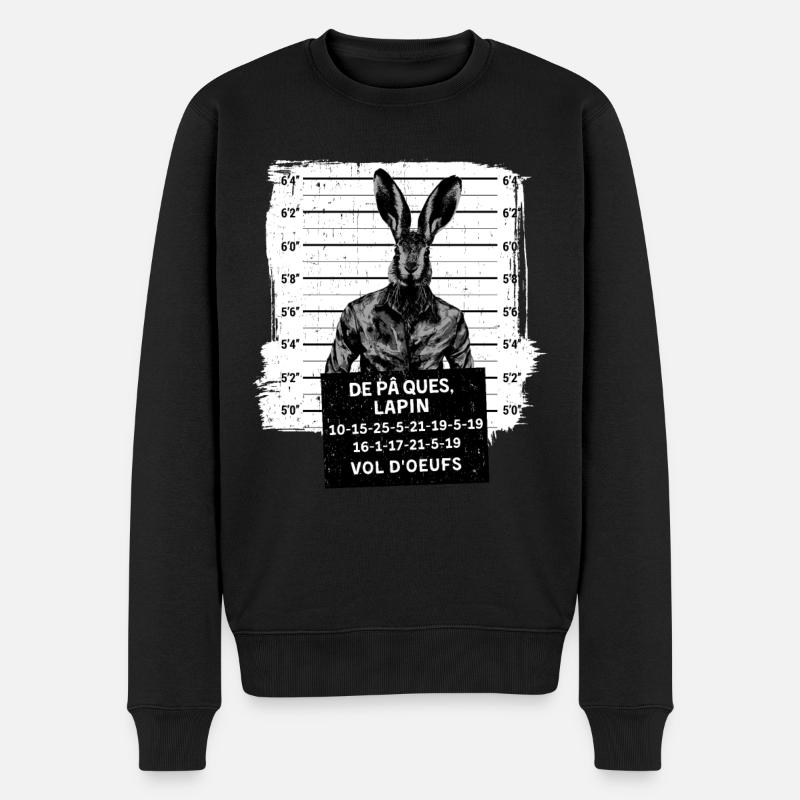 Lapin de Pâques Mugshot - Pull Premium bio Homme - noir