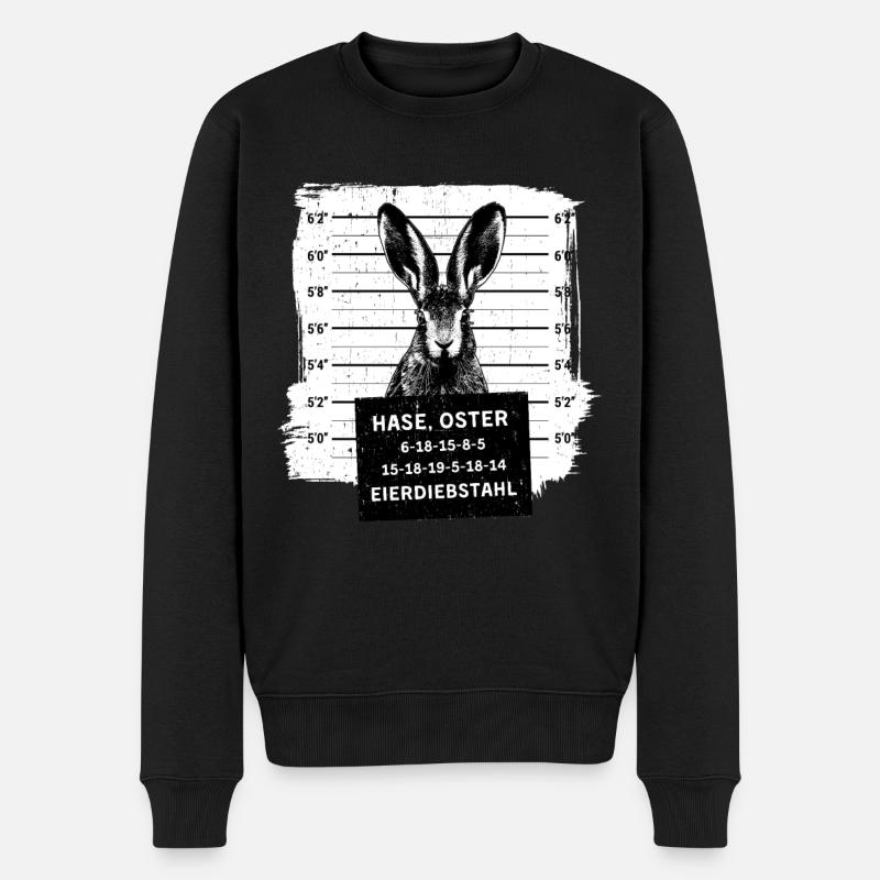 Osterhase Mugshot Polizeifoto Hase Ostern - Männer Premium Bio Pullover - Schwarz