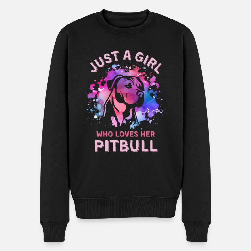 Nur ein Mädchen, das ihren Pitbull liebt - Männer Premium Bio Pullover - Schwarz