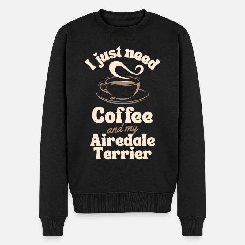 Amateur de café Airedale-terrier - Pull Premium bio Homme - noir