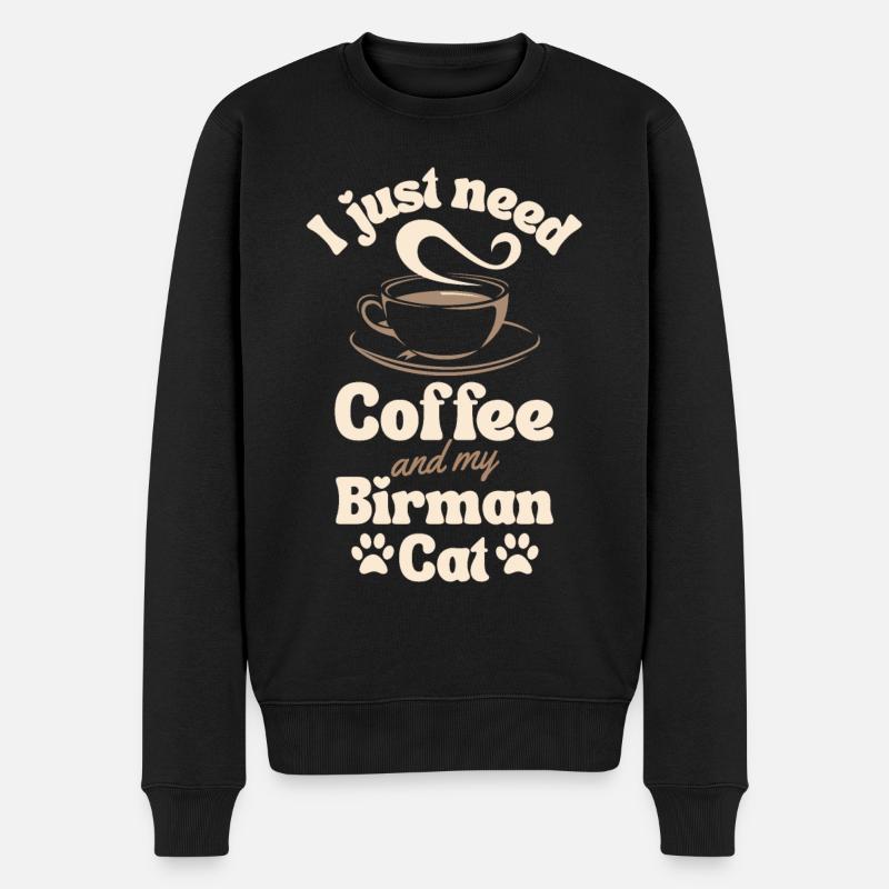 Amateur de café Birman-chat - Pull Premium bio Homme - noir