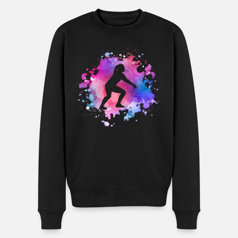 Frauen Volleyball Mädchen - Männer Premium Bio Pullover - Schwarz