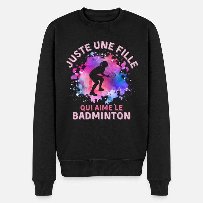 Frauen Badminton Mädchen - Männer Premium Bio Pullover - Schwarz