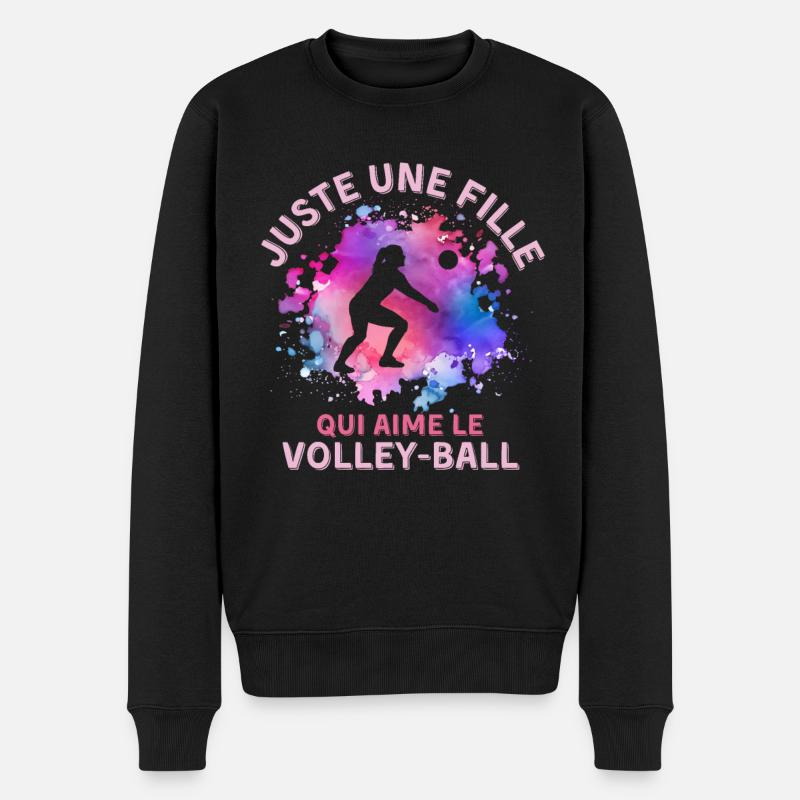 Volleyball Mädchen - Männer Premium Bio Pullover - Schwarz