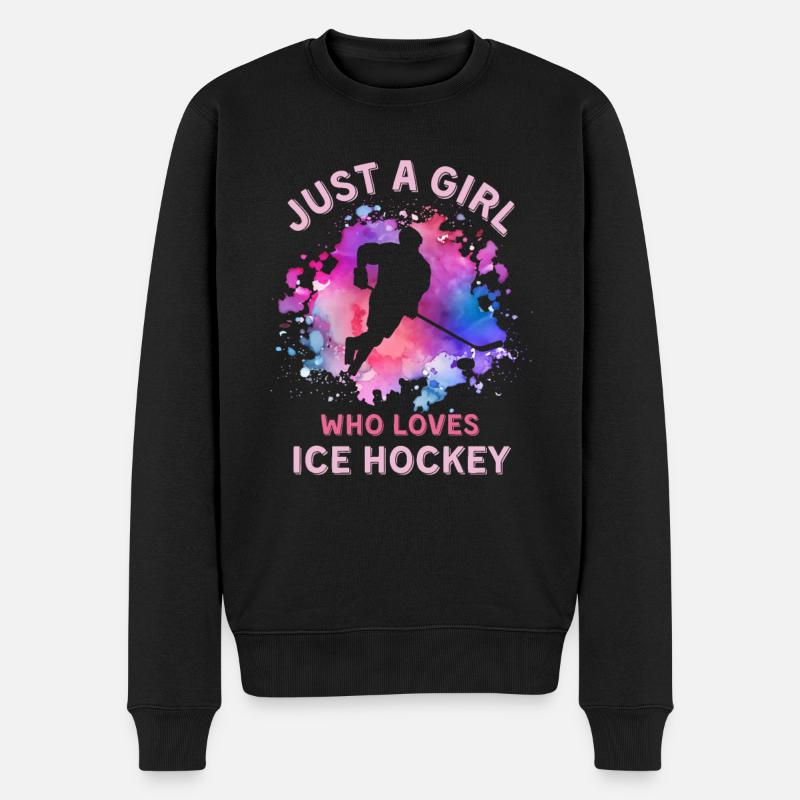 Frauen Eishockey Mädchen - Männer Premium Bio Pullover - Schwarz