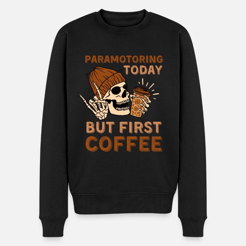 Coffee Paramotoring skeleton - Men's Premium Organic Jumper - black