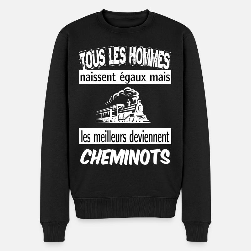 les meilleurs deviennent cheminots - Pull Premium bio Homme - noir