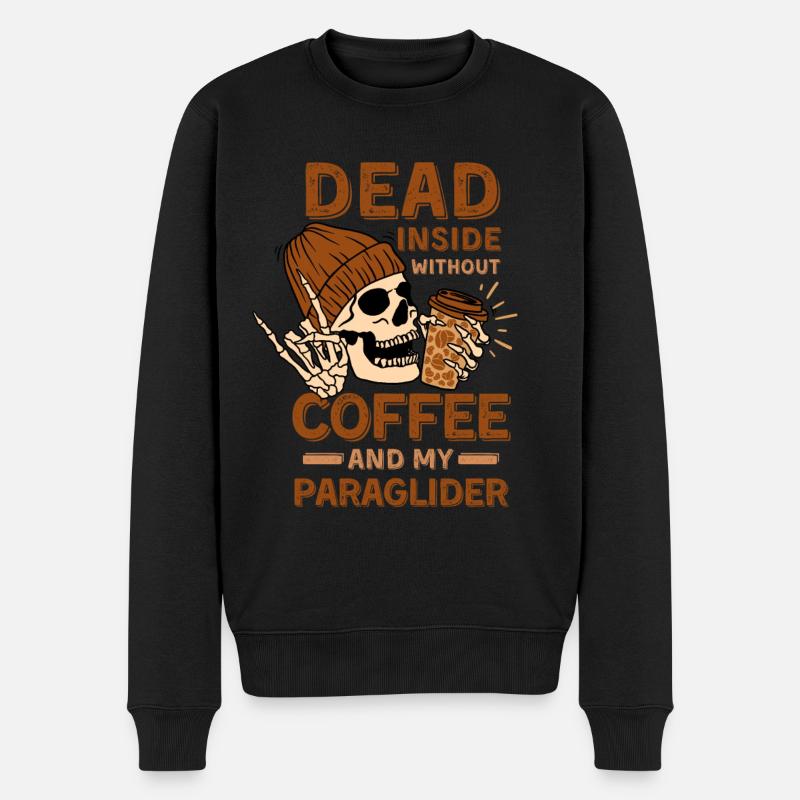 Kaffee Paragliding Skelett - Männer Premium Bio Pullover - Schwarz