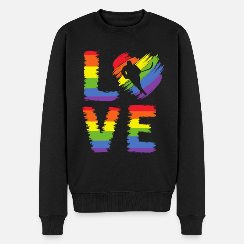 Eishockey LGBT Pride - Männer Premium Bio Pullover - Schwarz
