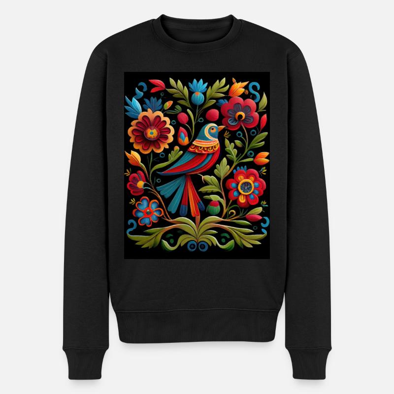 Oiseaux et fleurs - Pull Premium bio Homme - noir