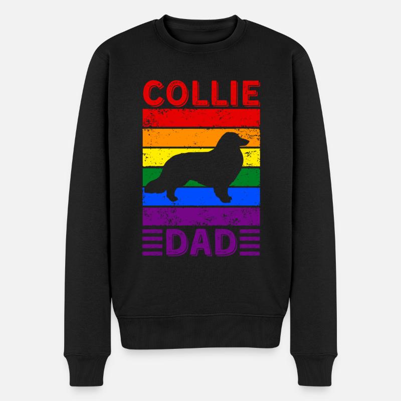 Collie Dad LGBTQ Drapeau arc-en-ciel - Pull Premium bio Homme - noir