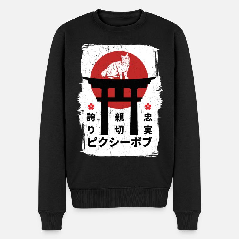 Pixie-bob cat Japon kanji - Pull Premium bio Homme - noir